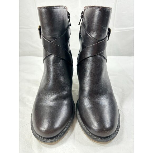 ECCO Saunter 65 Brown Leather Heeled Strap Zip Ankle Boots - Picture 11 of 13